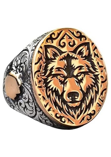 925K Katı Gümüş Erkek Kurt Yüzüğü - Gotik Burç Hayvan Tasarımı, El Yapımı Takı (Özelleştirilebilir)