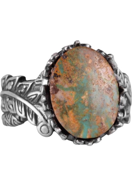 Doğal Arizona Turkuaz Taş Yüzük, 925 Ayar Gümüş Yüzük, Minimalist El Yapımı Yüzük (Stil-11)