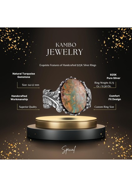Doğal Arizona Turkuaz Taş Yüzük, 925 Ayar Gümüş Yüzük, Minimalist El Yapımı Yüzük (Stil-11) fiyatları