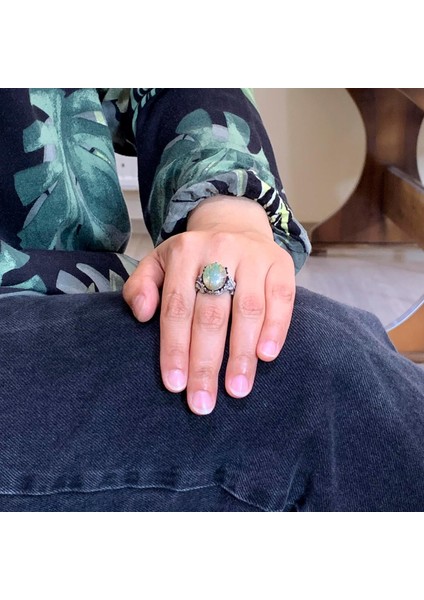 Doğal Arizona Turkuaz Taş Yüzük, 925 Ayar Gümüş Yüzük, Minimalist El Yapımı Yüzük (Stil-11) modelleri