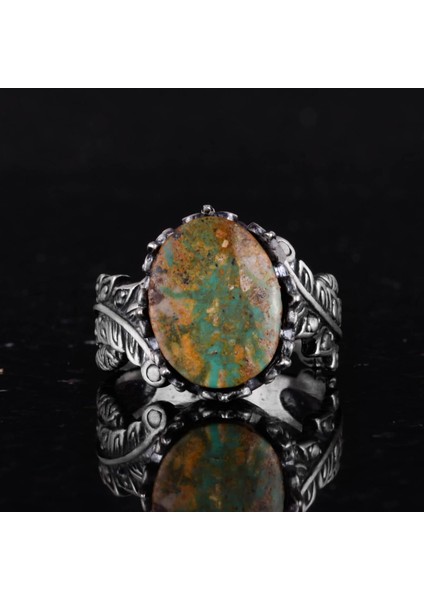 Doğal Arizona Turkuaz Taş Yüzük, 925 Ayar Gümüş Yüzük, Minimalist El Yapımı Yüzük (Stil-11) fırsatları