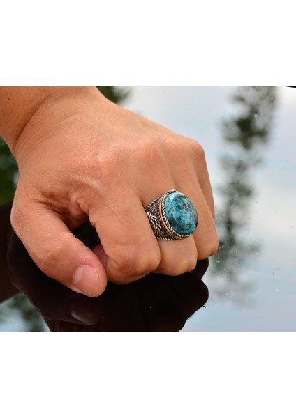 Doğal Arizona Turkuaz Taş Yüzük - 925 Ayar Gümüş Erkek Kartal Yüzüğü - Günlük Kullanım ve Özel Etkinlikler Için Ideal (Stil-1) modelleri