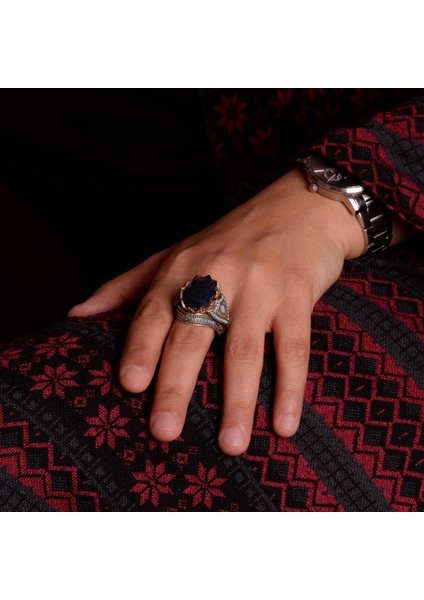 Doğal Safir Taşlı Yüzük, 925 Ayar Gümüş Erkek Yüzüğü modelleri