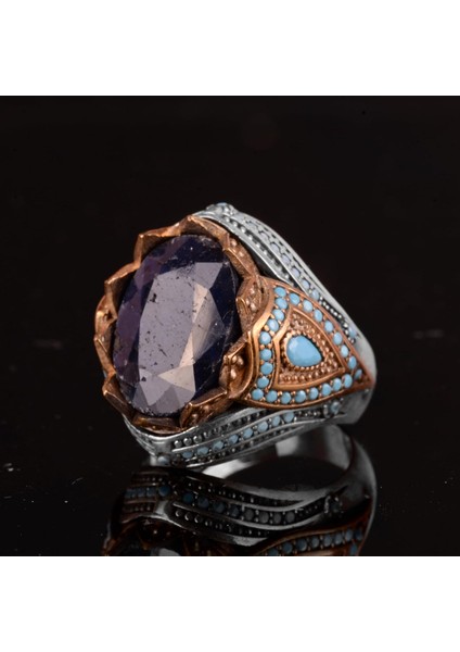 Doğal Safir Taşlı Yüzük, 925 Ayar Gümüş Erkek Yüzüğü indirimleri