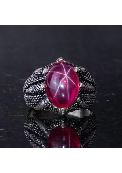 Gerçek Doğal Yıldız Yakutu Taşlı El Yapımı Gümüş Pençe Yüzük – Aslan Için Güç ve Cesaret fırsatları