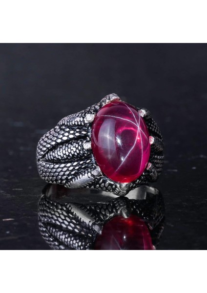 Gerçek Doğal Yıldız Yakutu Taşlı El Yapımı Gümüş Pençe Yüzük – Aslan Için Güç ve Cesaret indirimleri