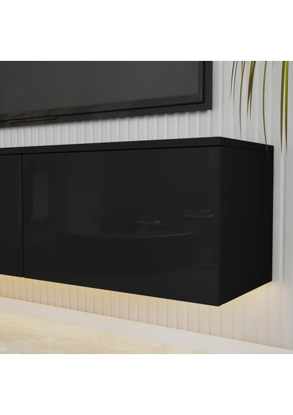 T0020 Alston 3 Kapaklı Duvara Monte Tv Ünitesi – LED Işıklı, Modern Tasarım, 160 cm