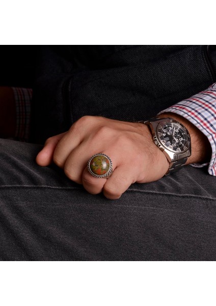 Unakite Doğal Taş Gümüş Yüzük, Sterlin Gümüş Yüzük, El Yapımı Taş Yüzük modelleri