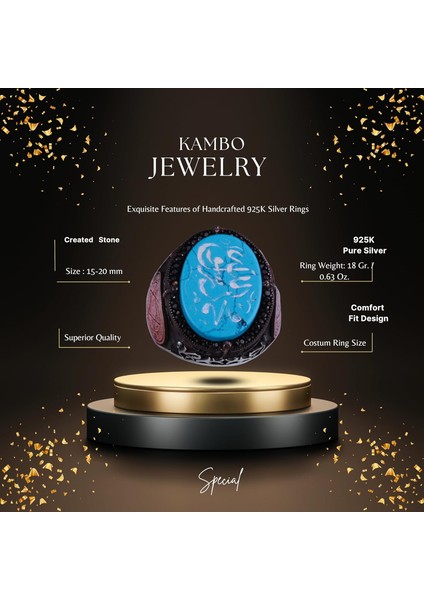 David Yıldızı Yüzüğü - El Yapımı Yüzük - 925 Ayar Gümüş Erkek Yüzüğü (Islami Hat) fiyatları