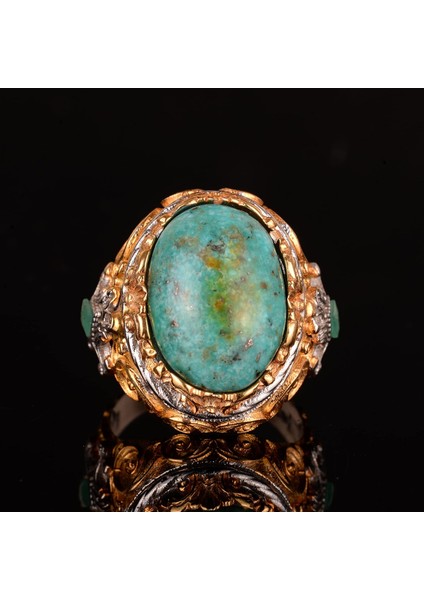 925 Ayar Gümüş Erkek Yüzük ile Doğal Arizona Turkuaz Taşı - Cesur ve Şık Tasarım, Günlük Kullanım ve Özel Etkinlikler Için Ideal (Stil-4) modelleri