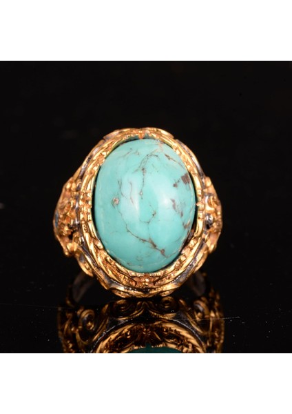 925 Ayar Gümüş Erkek Yüzük Doğal Arizona Turkuaz Taşı - Cesur ve Şık Tasarım, Günlük Kullanım ve Özel Etkinlikler Için Ideal (Stil-1) fiyatları