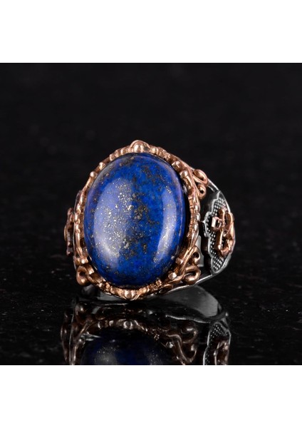El Yapımı Lapis Lazuli Taş Yüzük, Yüzücü Halka Yüzük, 925K Sert Gümüş Erkek Yüzük - Bilgelik ve Tasarımı indirimleri