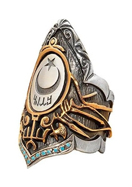 Okçuluk Yüzüğü, Ok Fırlatma Yüzüğü, Başparmak Yüzüğü, Gümüş Erkek Bizans Imparatorluğu Yüzüğü (FALCON1245)