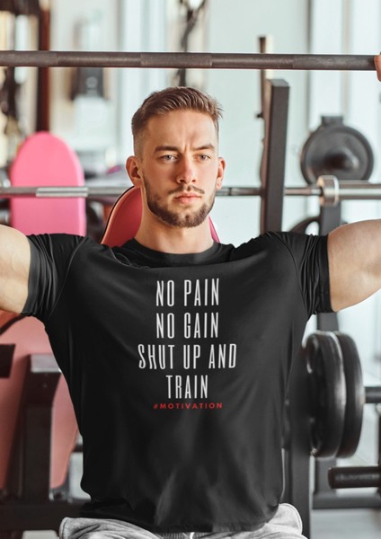 Shut Up And Traın Bisiklet Yaka Yüksek Kalite Baskılı Siyah T-Shirt