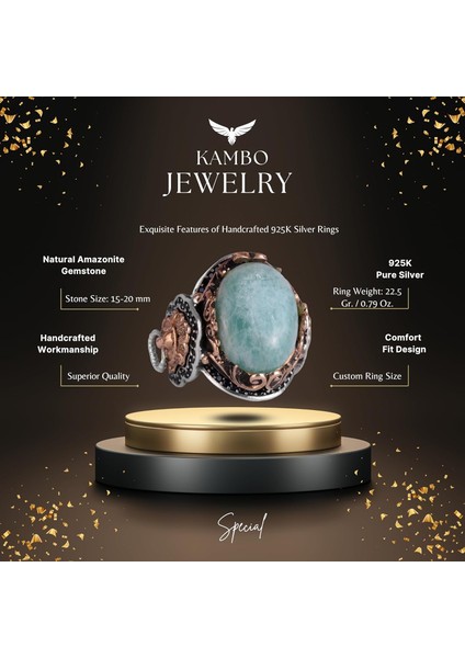 Aslan Erkek Gümüş Yüzük, Doğal Taş Yüzük - 925 Ayar Gümüş Yüzük (Amazonit) fiyatları