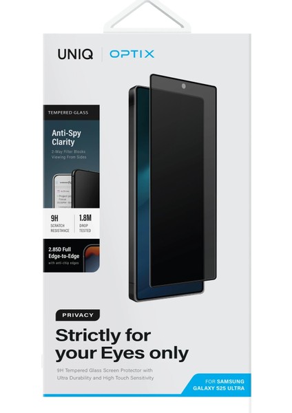 Samsung Galaxy S25 Ultra Hayalet Ekran Koruyucu Cam (Privacy) Optix Oleofobik Koruma Teknolojisi