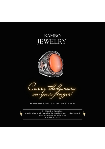 Turuncu Kedi Gözü Yapay Taş Erkek Osmanlı Tuğra Yüzüğü, 925 Ayar Gümüş Yüzükler modelleri