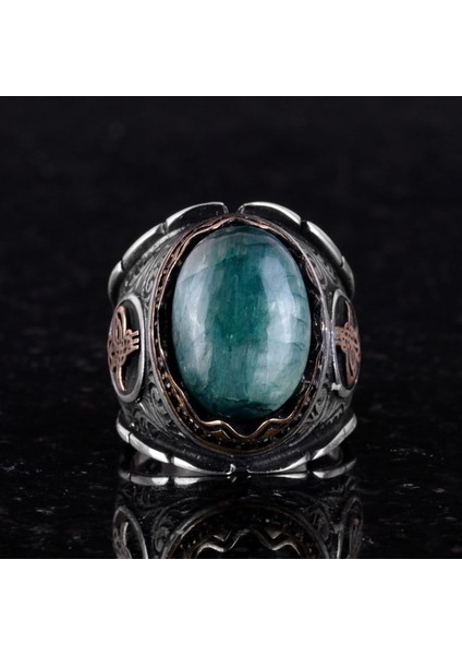 Osmanlı Tuğra Gümüş Yüzük, Doğal Cabochon Zümrüt Taşlı Yüzük, 925K Sert Gümüş Erkek Yüzüğü modelleri