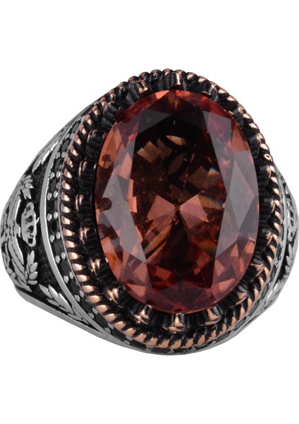 925 Ayar Gümüş Yüzük, Yapay Taş Yüzük, Kartal Sembolü Yüzük, El Yapımı Yüzük (Yapay Sultanite)