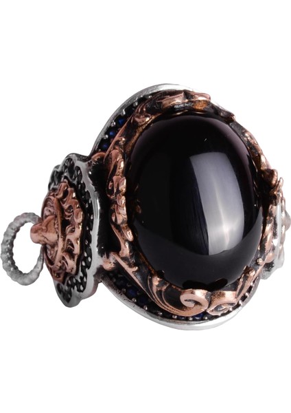 Doğal Oniks Taşı Yüzük, Aslan Sembol Yüzük, 925 Ayar Sert Gümüş Erkek Yüzüğü, Tutku ve Enerji Tasarımı