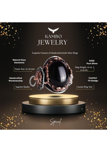 Doğal Oniks Taşı Yüzük, Aslan Sembol Yüzük, 925 Ayar Sert Gümüş Erkek Yüzüğü, Tutku ve Enerji Tasarımı fiyatları