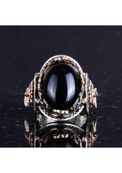 Doğal Oniks Taşı Yüzük, Aslan Sembol Yüzük, 925 Ayar Sert Gümüş Erkek Yüzüğü, Tutku ve Enerji Tasarımı indirimleri