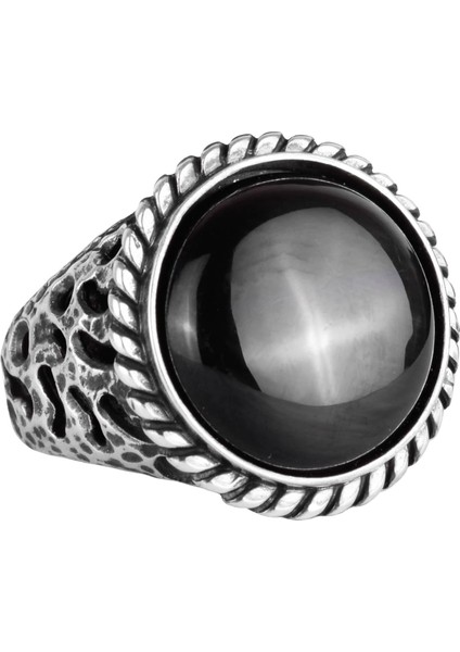 Doğal Taş Yüzük - 925 Ayar Katı Gümüş Erkek Yüzüğü Oniks ile