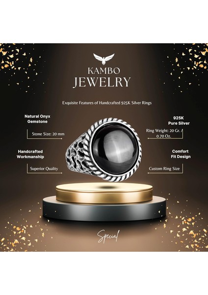 Doğal Taş Yüzük - 925 Ayar Katı Gümüş Erkek Yüzüğü Oniks ile fiyatları