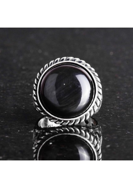 Doğal Taş Yüzük - 925 Ayar Katı Gümüş Erkek Yüzüğü Oniks ile modelleri