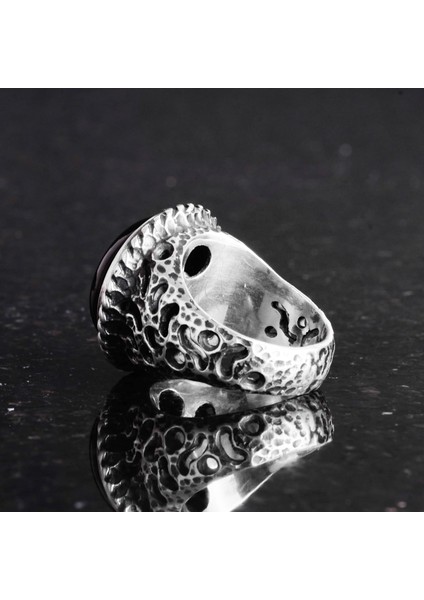 Doğal Taş Yüzük - 925 Ayar Katı Gümüş Erkek Yüzüğü Oniks ile indirimleri