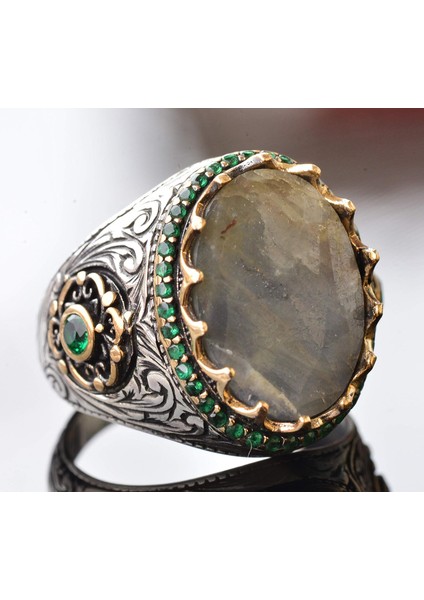 Erkekler Için 925 Ayar Gümüş Yüzük - Doğal Safir Taşı modelleri