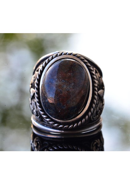 Erkekler Için 925 Ayar Gümüş Yüzükler - Doğal Taş Seçimi (Pietersite) fiyatları