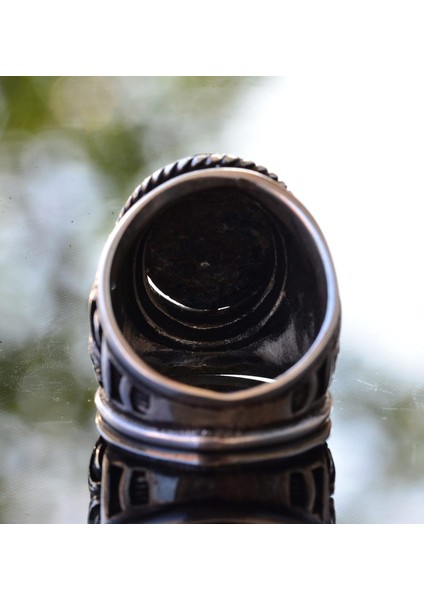 Erkekler Için 925 Ayar Gümüş Yüzükler - Doğal Taş Seçimi (Pietersite) indirimleri