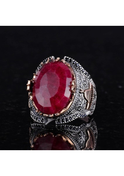 Doğal Yakut Taşlı Yüzük, Camii Gümüş Yüzük, 925 Ayar Sterlin Gümüş Yüzük fiyatları