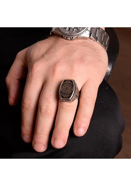 Davud Yıldızı Yüzük, Süleyman Mühürü Yüzük, 925 Ayar Gümüş Erkek Yüzük (Özelleştirilebilir) modelleri