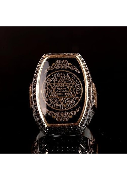 Davud Yıldızı Yüzük, Süleyman Mühürü Yüzük, 925 Ayar Gümüş Erkek Yüzük (Özelleştirilebilir) fırsatları