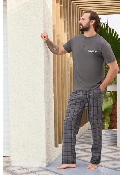 Erkek Süprem Patlı Kısa Kol Düğmeli Pijama Takımı