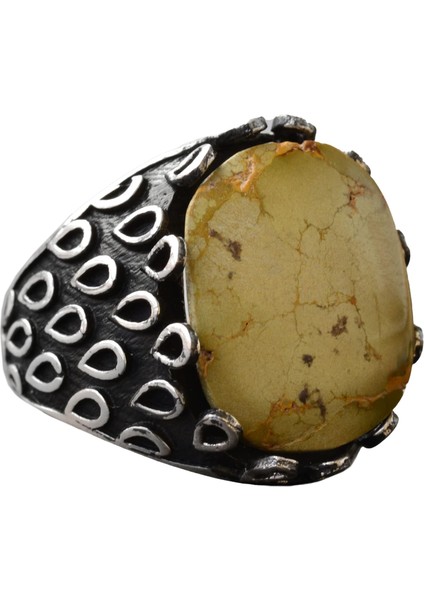 Doğal Arizona Turkuaz Taş Yüzük, El Yapımı Gümüş Yüzük, 925 Ayar Sterling Gümüş Yüzük