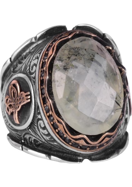 Doğal Pietersite Taşlı Yüzük, 925 Ayar Katı Gümüş Yüzük, Osmanlı Tuğra Gümüş Yüzük, Farklı Yüzük