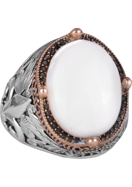 925K Gümüş El Yapımı Erkek Yüzük - Çeşitli Doğal Taşlarla (Inci) Mevcuttur