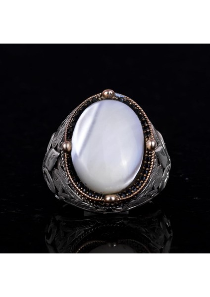 925K Gümüş El Yapımı Erkek Yüzük - Çeşitli Doğal Taşlarla (Inci) Mevcuttur fiyatları