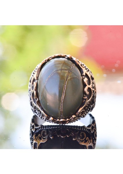 El Yapımı Doğal Jasper Yüzük | 925 Ayar Gümüş Erkek Yüzük | Topraklama ve Denge Tasarımı modelleri