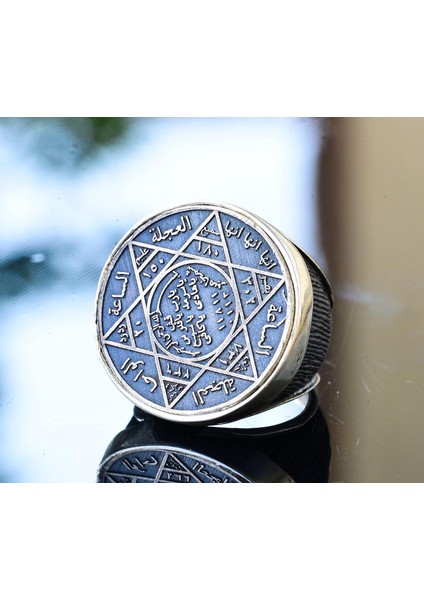 Yuvarlak Davut Yıldızı Yüzüğü, Süleyman Yüzüğü, 925 Ayar Gümüş Erkek Büyük Yüzük modelleri