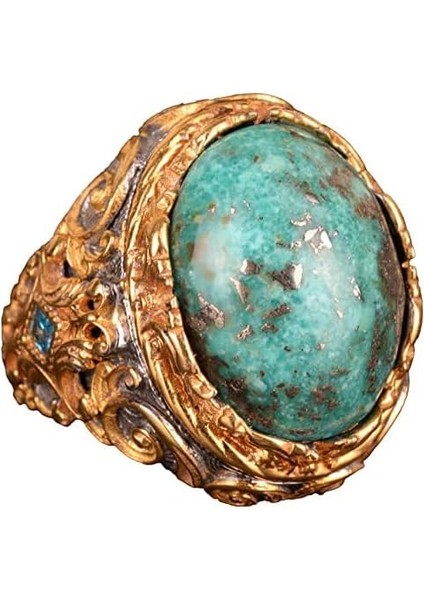 Doğal Arizona Turkuaz Taş Yüzük, 925 Ayar Gümüş Yüzük Erkekler Için