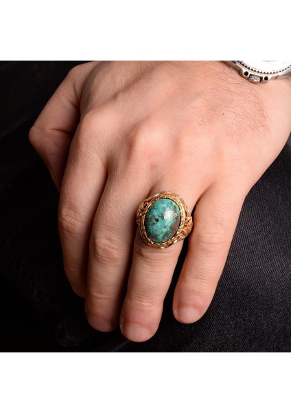 Doğal Arizona Turkuaz Taş Yüzük, 925 Ayar Gümüş Yüzük Erkekler Için modelleri