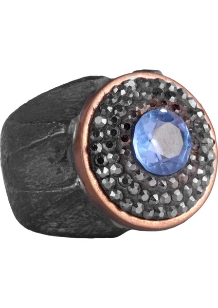 Doğal Mavi Topaz Taş Yüzük - Sultan Yüzüğü - 925 Ayar Gümüş Yüzük