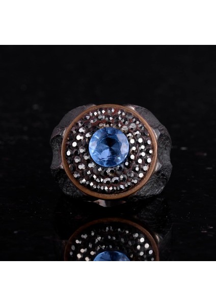 Doğal Mavi Topaz Taş Yüzük - Sultan Yüzüğü - 925 Ayar Gümüş Yüzük fiyatları