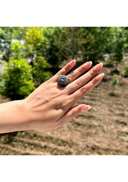 Doğal Mavi Topaz Taş Yüzük - Sultan Yüzüğü - 925 Ayar Gümüş Yüzük modelleri