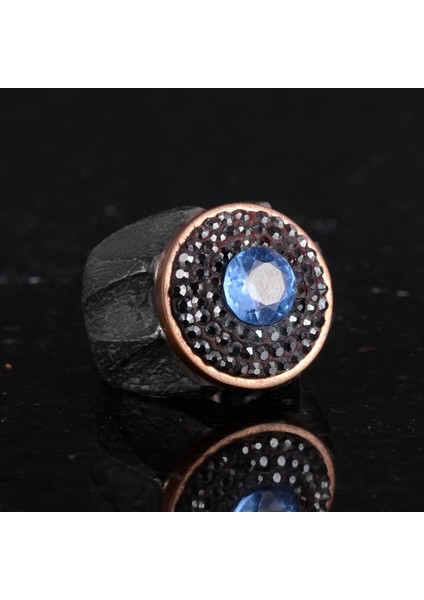Doğal Mavi Topaz Taş Yüzük - Sultan Yüzüğü - 925 Ayar Gümüş Yüzük fırsatları