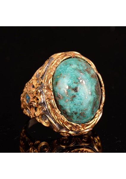 Doğal Arizona Turkuaz Taş Yüzük, 925 Ayar Gümüş Yüzük Erkekler Için fırsatları